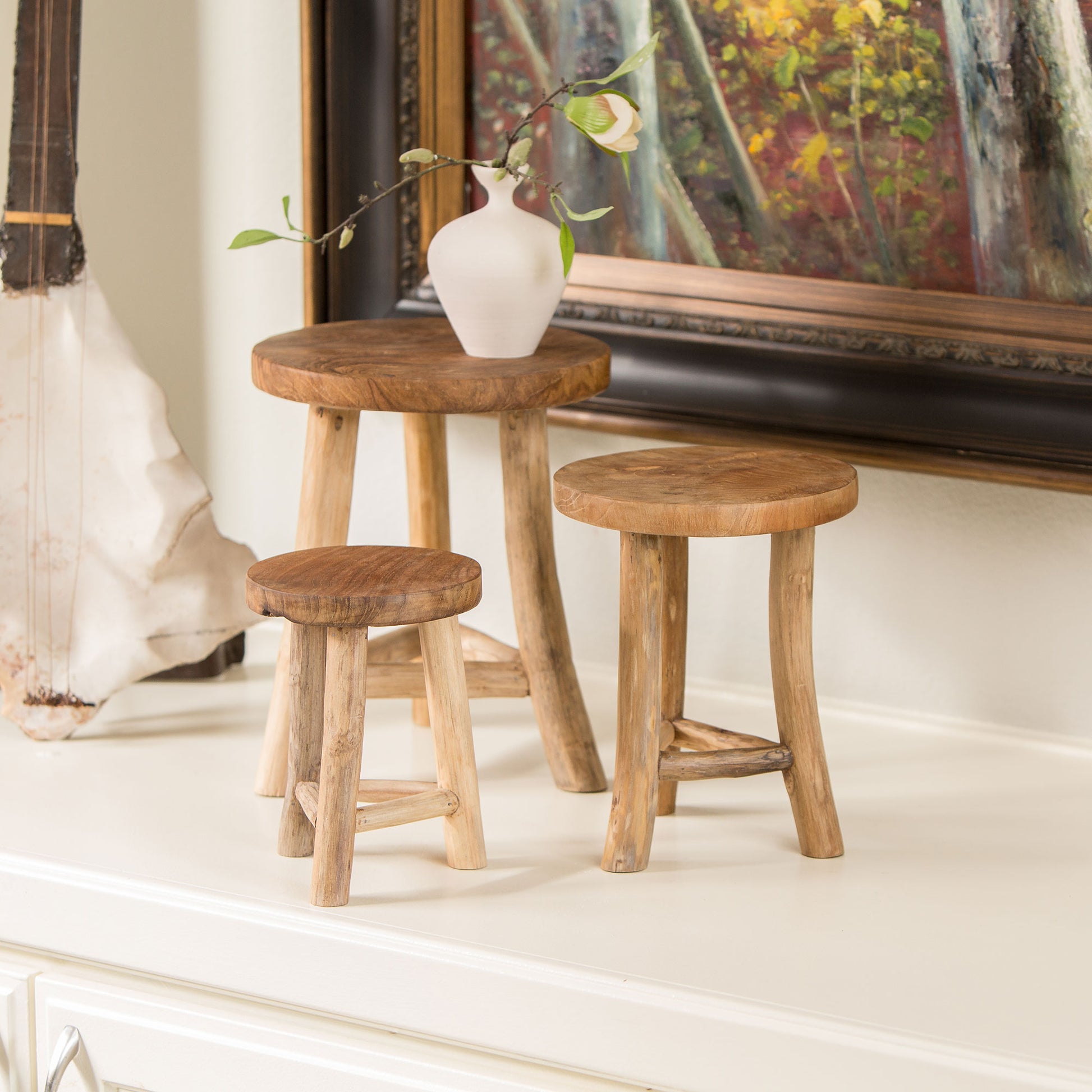 Mini Branch Stools Set of 2 By Garden Age Supply | Stools | Modishstore - 1