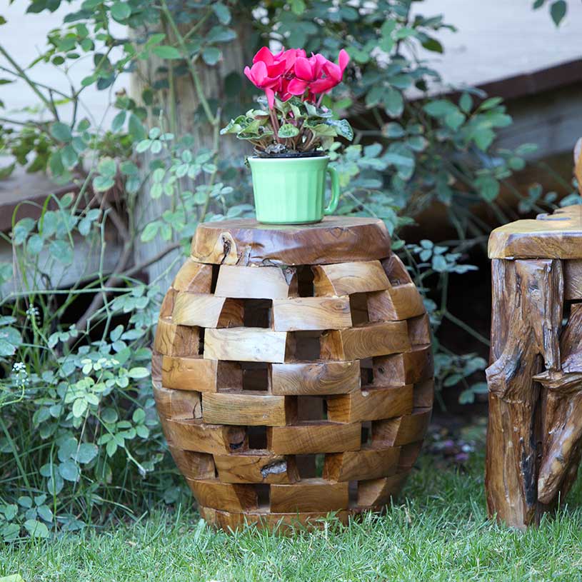 Habini Teak Oval Puzzle Stool By Garden Age Supply | Stools | Modishstore - 2