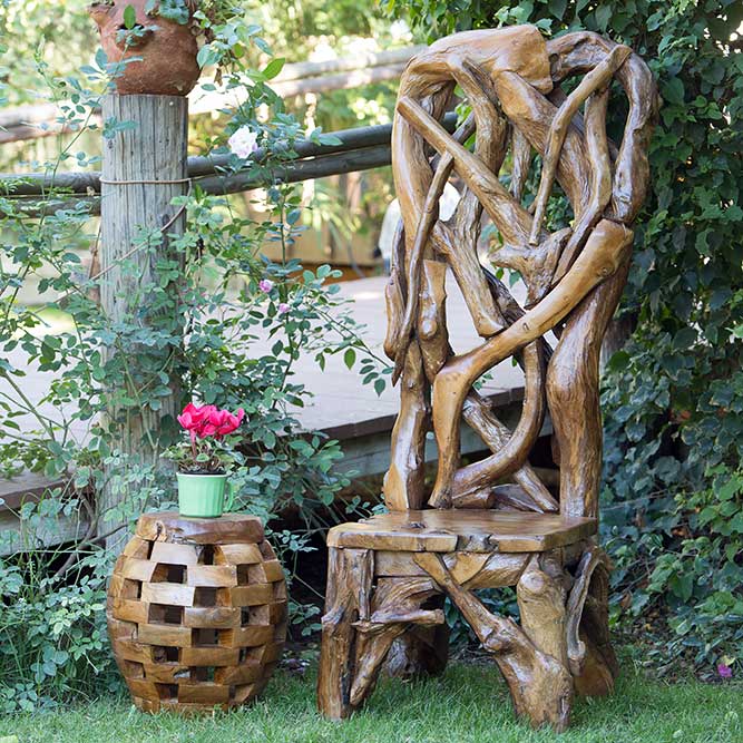 Habini Teak Driftwood King Chair By Garden Age Supply | Sculptures | Modishstore - 1