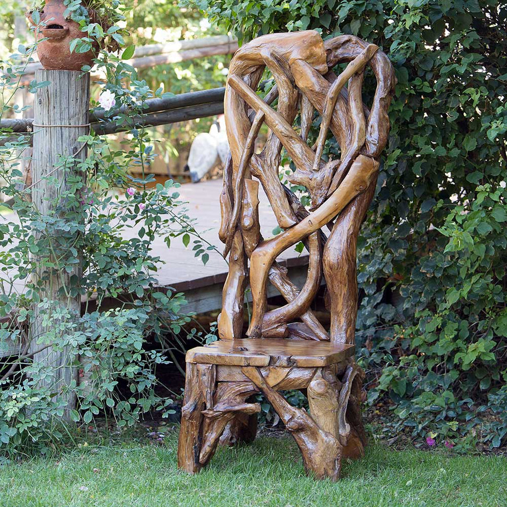 Habini Teak Driftwood King Chair By Garden Age Supply | Sculptures | Modishstore - 2