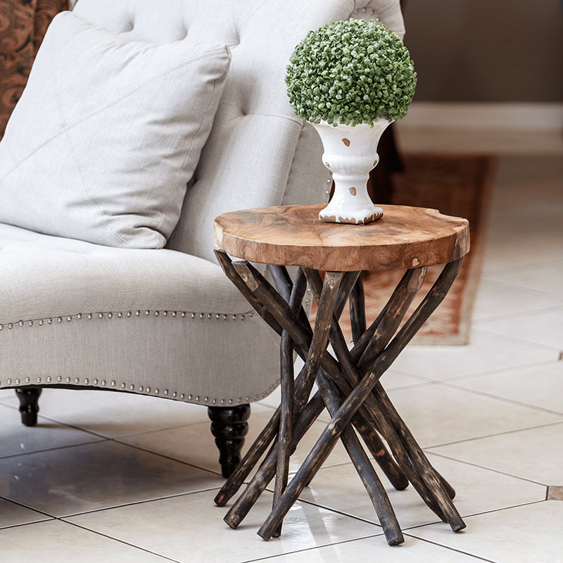 Teak Branched-Out Table - Round By Garden Age Supply | Accent Tables | Modishstore - 1
