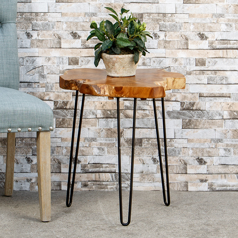 Teak Root Slab End Table Set of 2 By Garden Age Supply | End Tables | Modishstore - 1