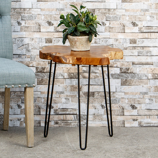 Teak Root Slab End Table Set of 2 By Garden Age Supply