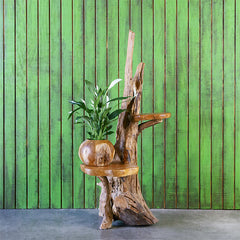 Harini Driftwood Stand with Teak Shelves By Garden Age Supply