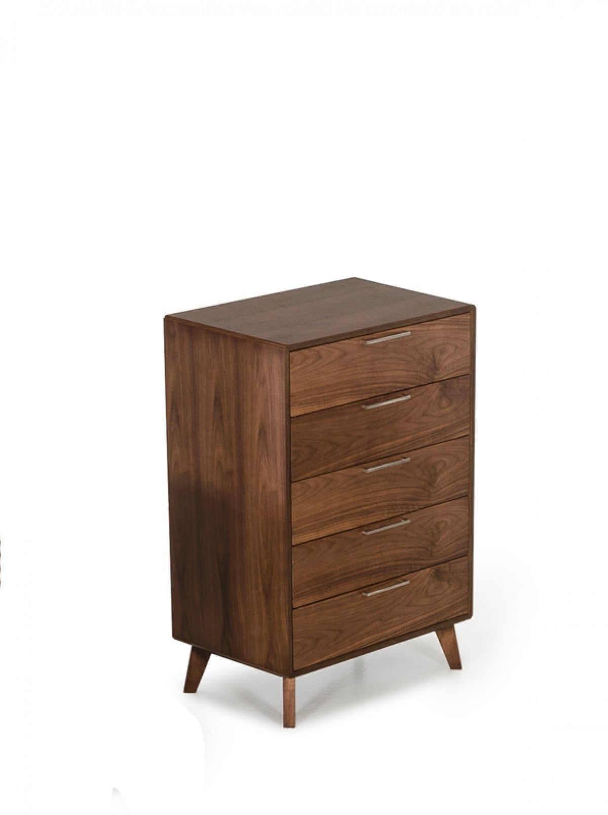 Walnut Solid Wood Five Drawer Chest By Homeroots | Dressers | Modishstore - 1