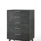 Grey Wash Solid Wood Five Drawer Chest By Homeroots | Dressers | Modishstore - 1