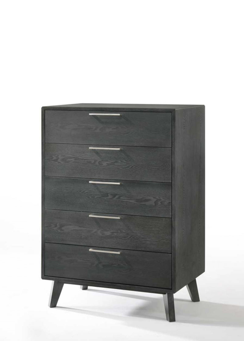 Grey Wash Solid Wood Five Drawer Chest By Homeroots | Dressers | Modishstore - 1