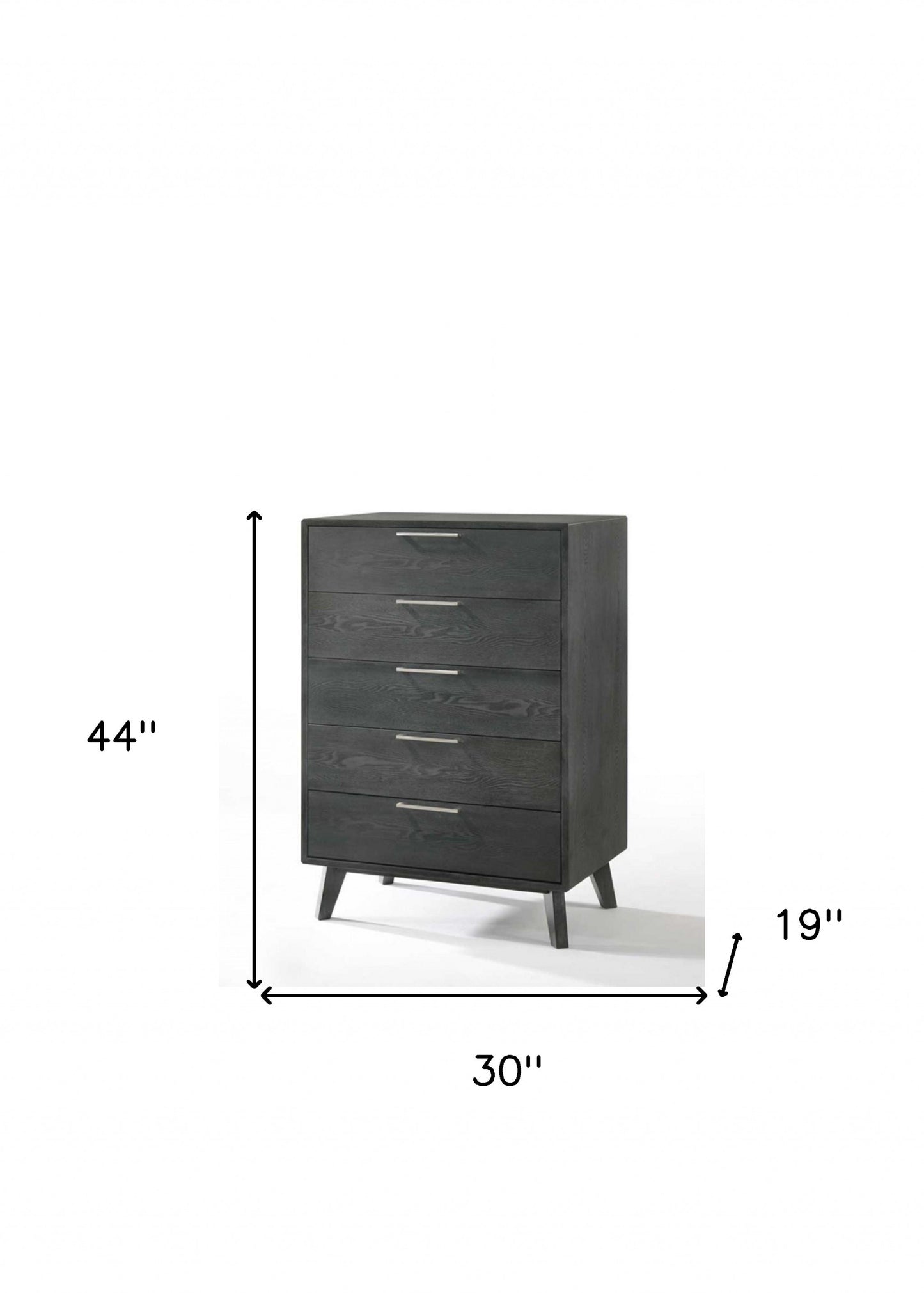 Grey Wash Solid Wood Five Drawer Chest By Homeroots | Dressers | Modishstore - 4