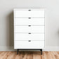 White Solid Wood Five Drawer Chest By Homeroots | Dressers | Modishstore - 1