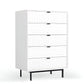 White Solid Wood Five Drawer Chest By Homeroots | Dressers | Modishstore - 3