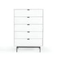 White Solid Wood Five Drawer Chest By Homeroots | Dressers | Modishstore - 2
