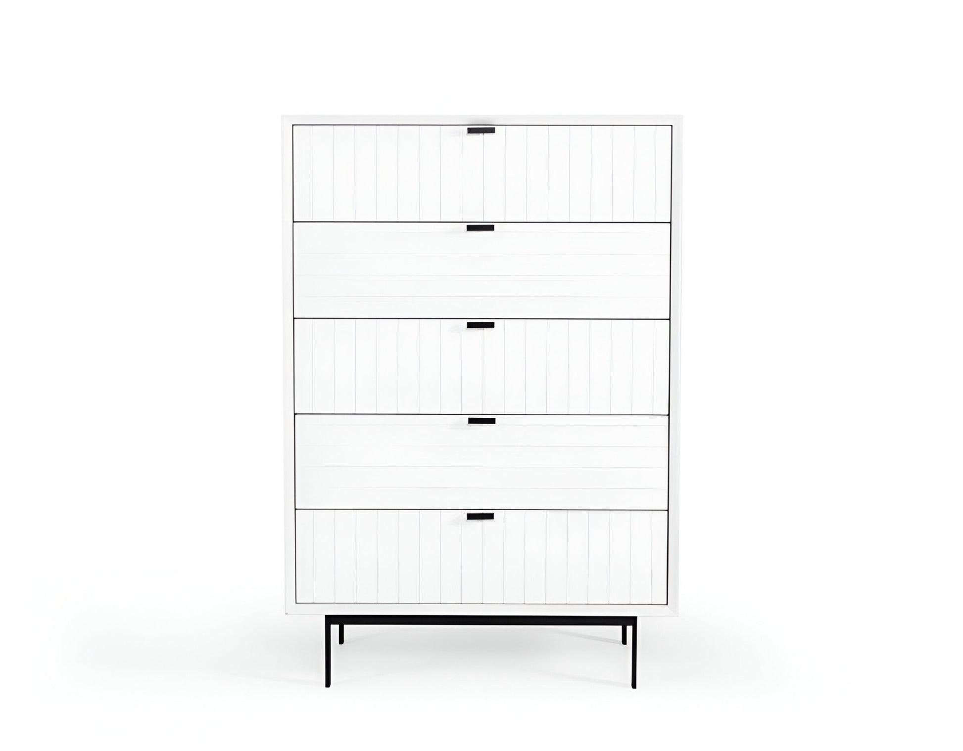 White Solid Wood Five Drawer Chest By Homeroots | Dressers | Modishstore - 2