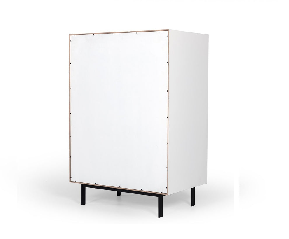 White Solid Wood Five Drawer Chest By Homeroots | Dressers | Modishstore - 4