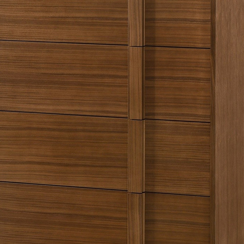 Walnut Brown Wood Contemporary Five Drawer Dresser By Homeroots | Dressers | Modishstore - 5