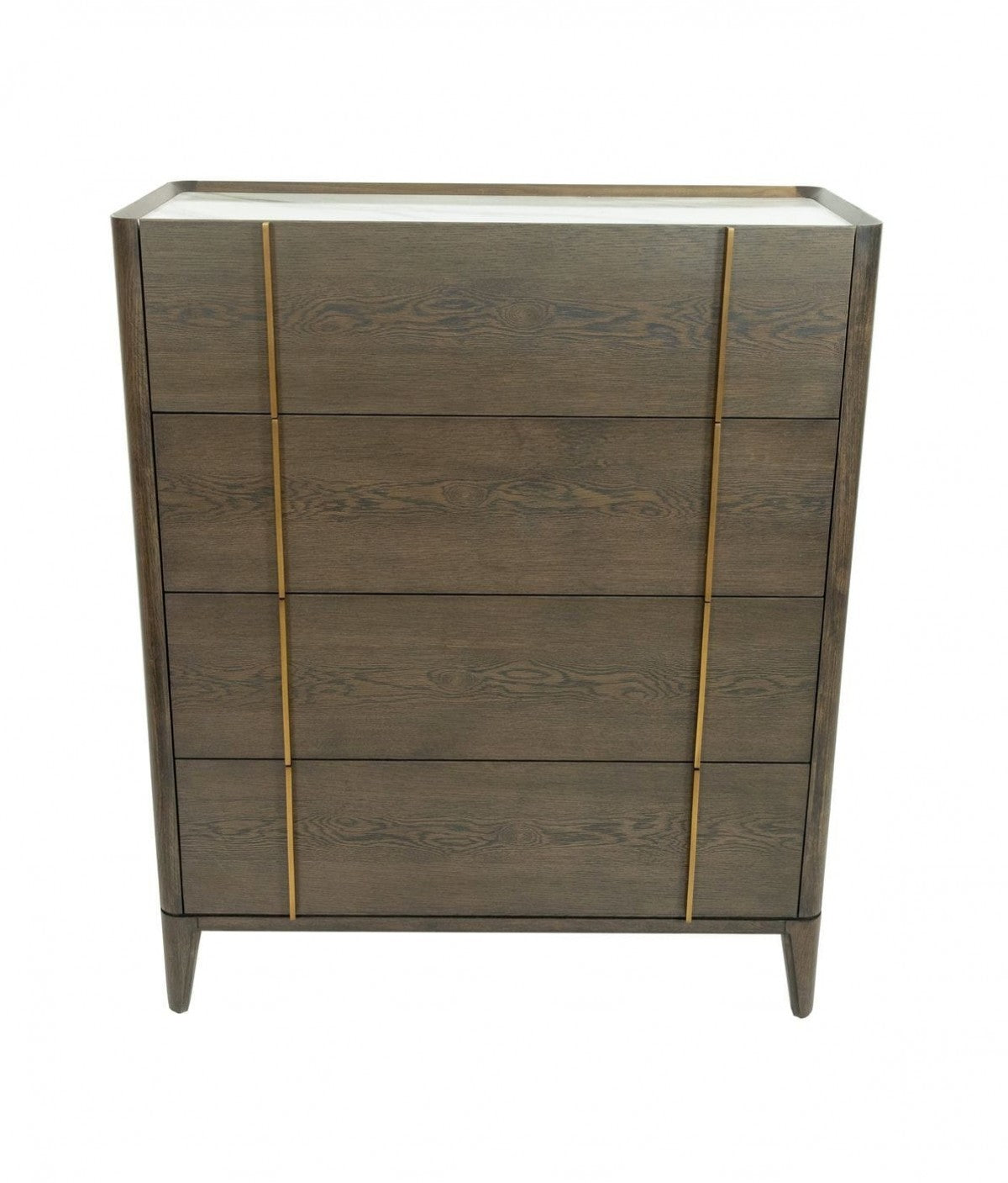 Dark Brown and gold Solid Wood Four Drawer Dresser By Homeroots | Dressers | Modishstore - 2