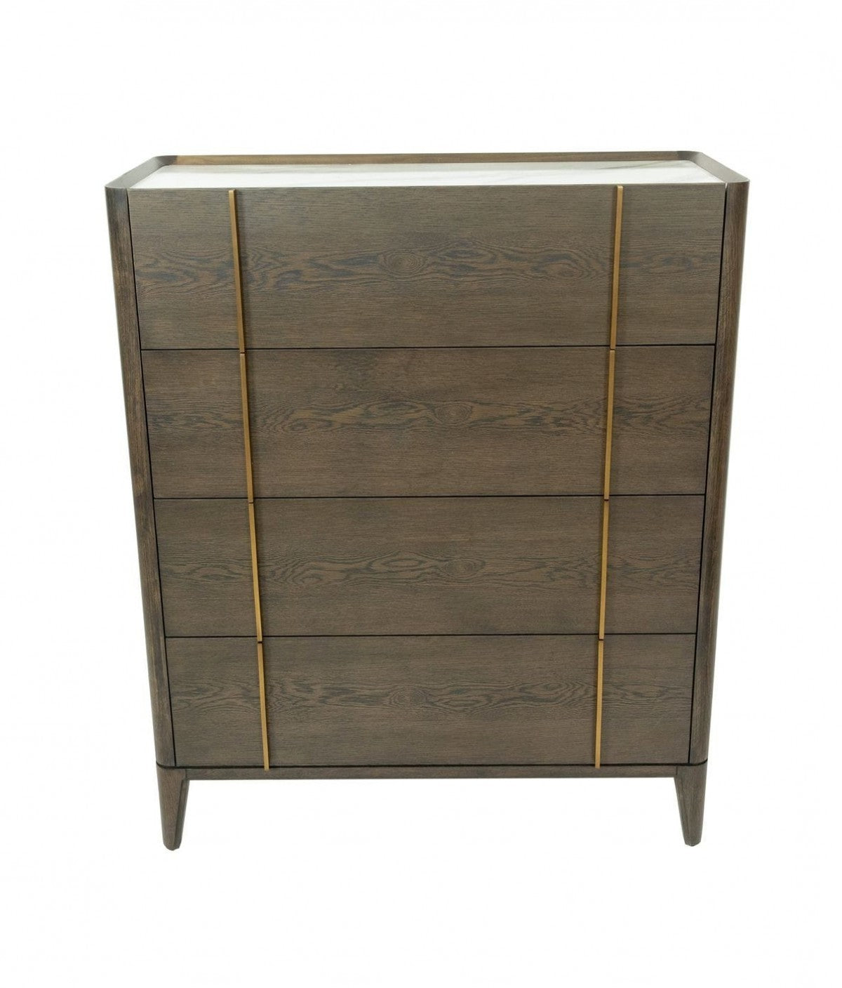 Dark Brown and gold Solid Wood Four Drawer Dresser By Homeroots | Dressers | Modishstore - 3