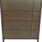 Dark Brown and gold Solid Wood Four Drawer Dresser By Homeroots | Dressers | Modishstore - 4