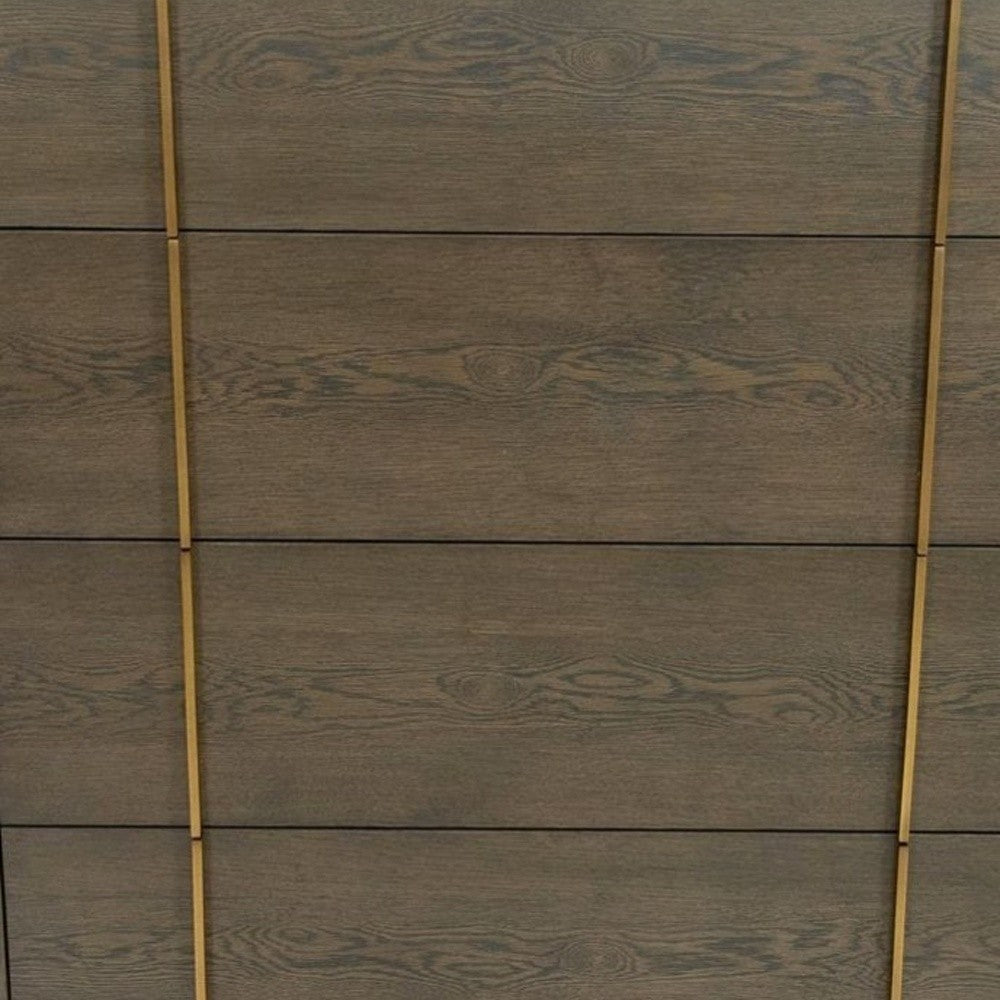 Dark Brown and gold Solid Wood Four Drawer Dresser By Homeroots | Dressers | Modishstore - 5