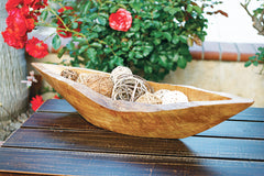 Habini Teak Boat-Shaped Bowls Set of 2 By Garden Age Supply