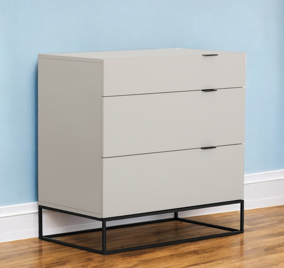 Grey Manufactured Wood Three Drawer Chest By Homeroots | Dressers | Modishstore - 2