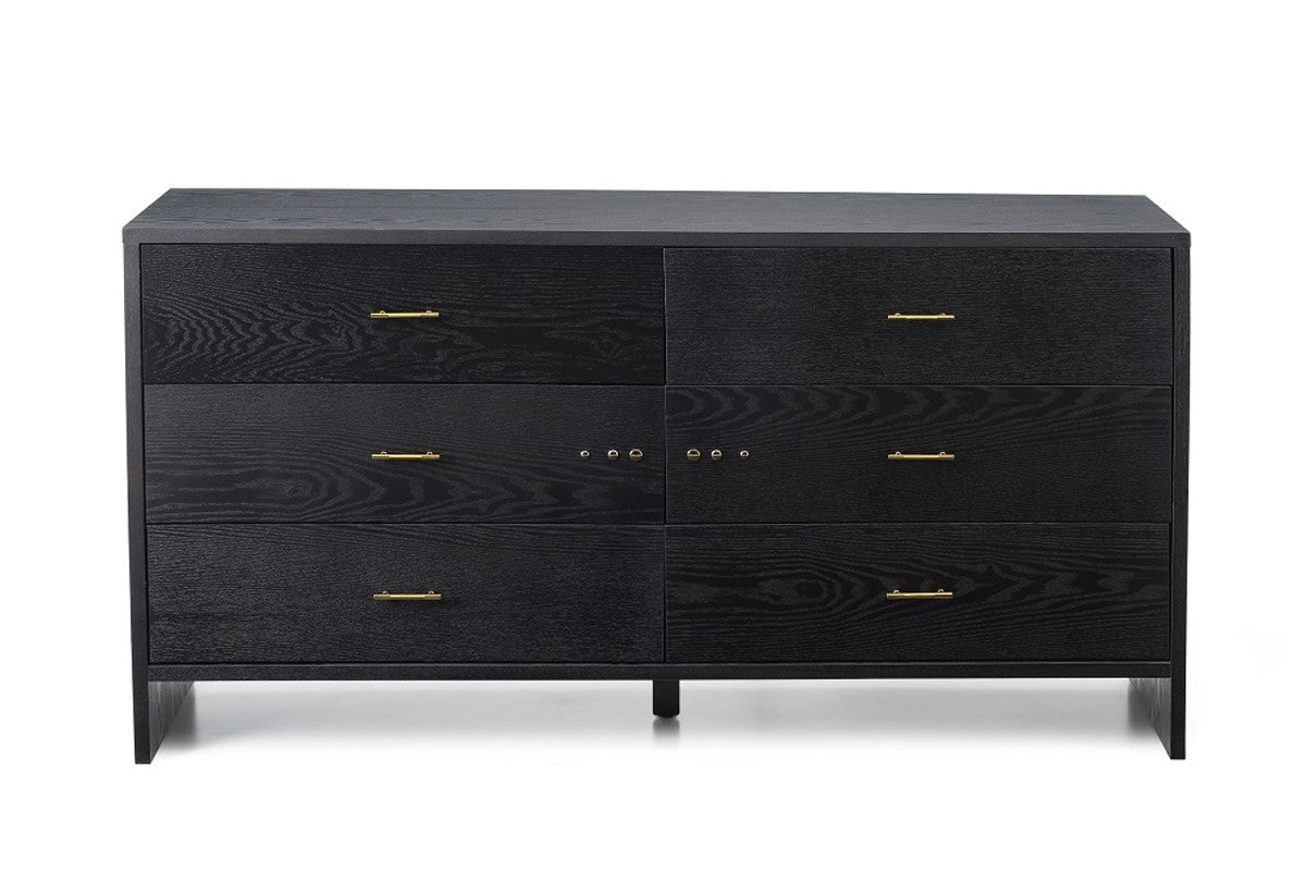 Grey Ash Manufactured Wood Six Drawer Double Dresser By Homeroots | Dressers | Modishstore - 1