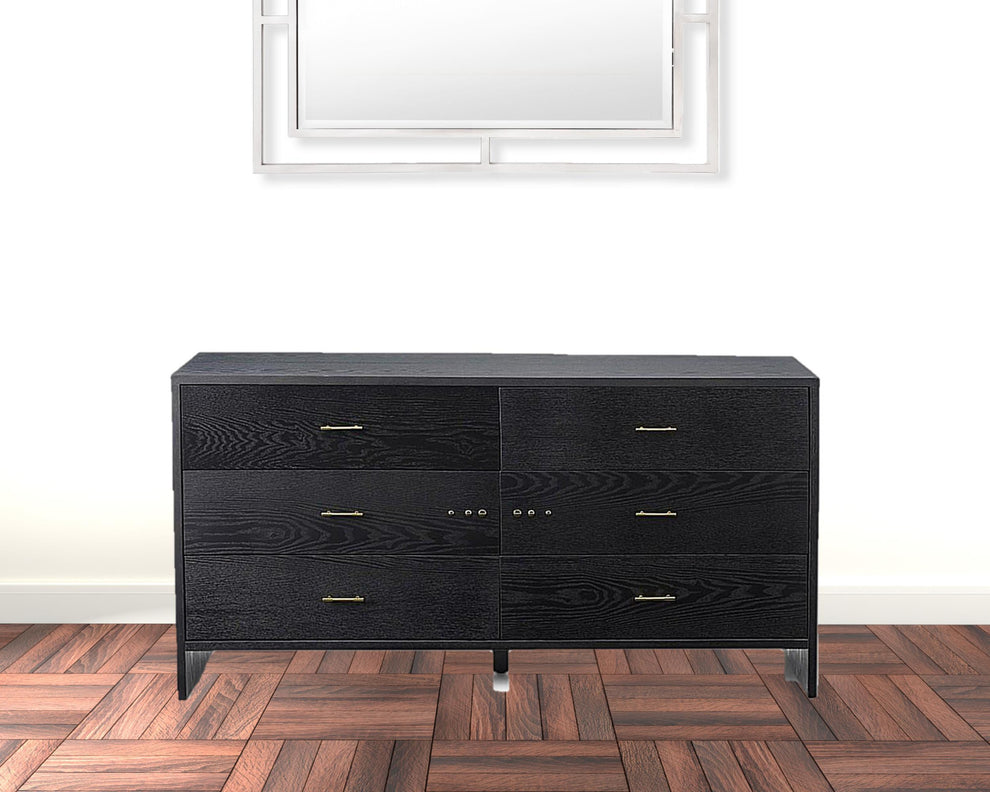 Grey Ash Manufactured Wood Six Drawer Double Dresser By Homeroots | Dressers | Modishstore - 6