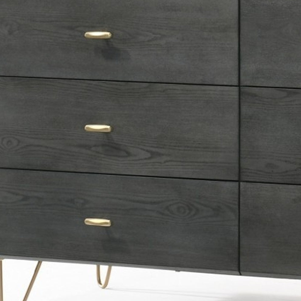 Grey Manufactured Wood Six Drawer Double Dresser By Homeroots | Dressers | Modishstore - 2