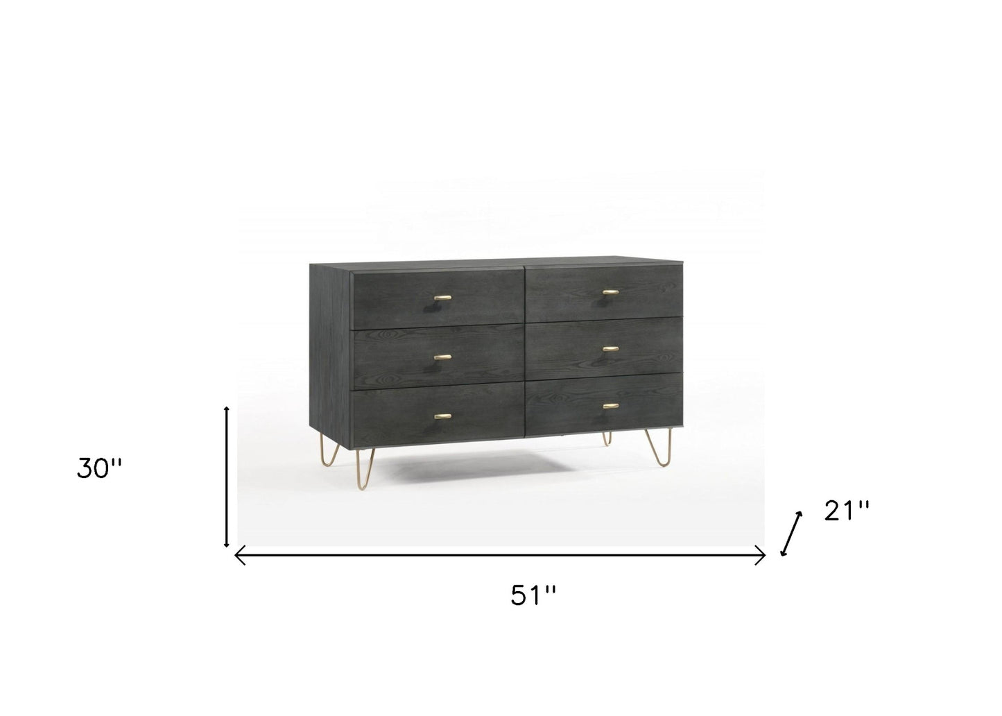 Grey Manufactured Wood Six Drawer Double Dresser By Homeroots | Dressers | Modishstore - 6
