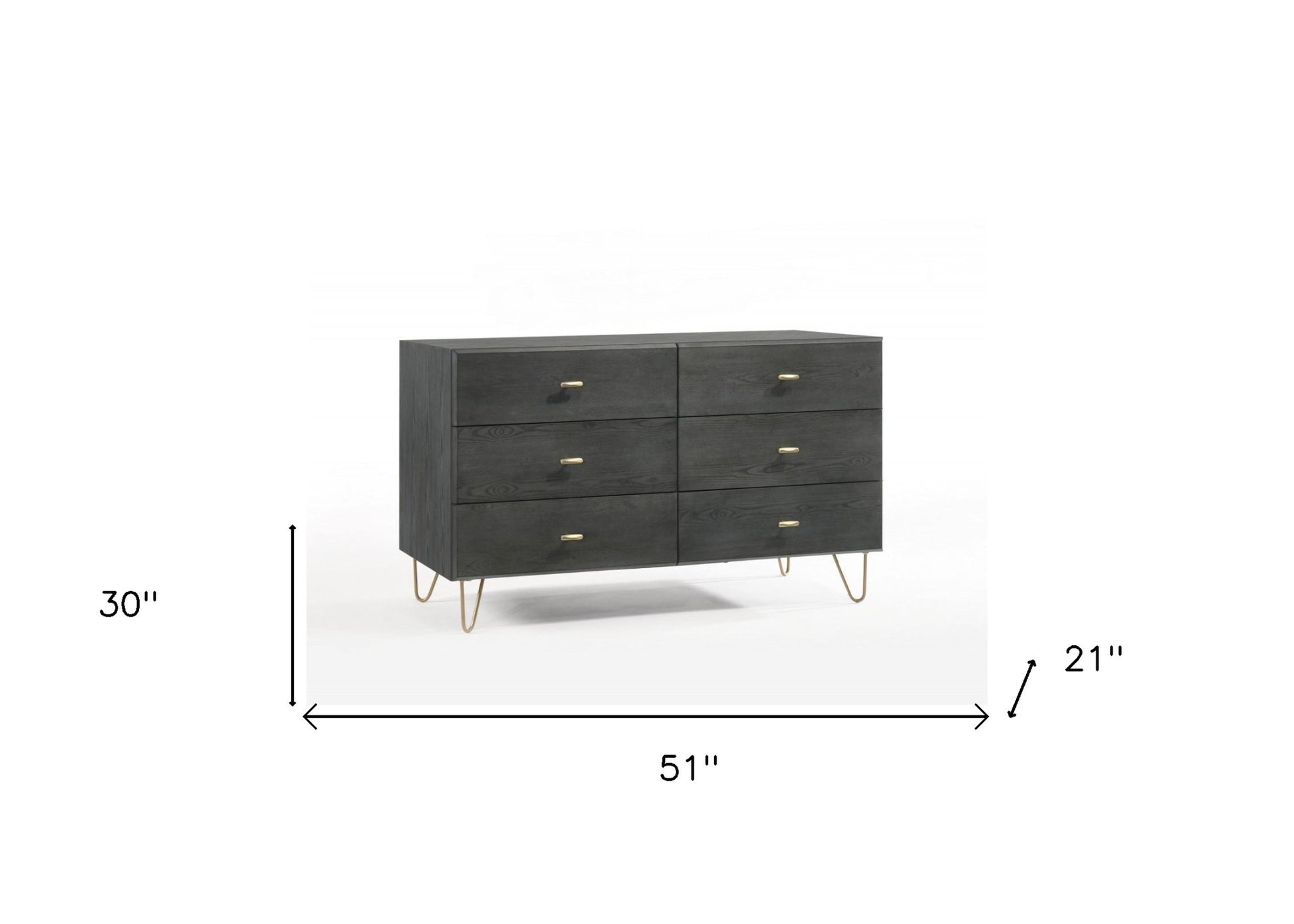 Grey Manufactured Wood Six Drawer Double Dresser By Homeroots | Dressers | Modishstore - 6