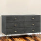 Grey Manufactured Wood Six Drawer Double Dresser By Homeroots | Dressers | Modishstore - 1