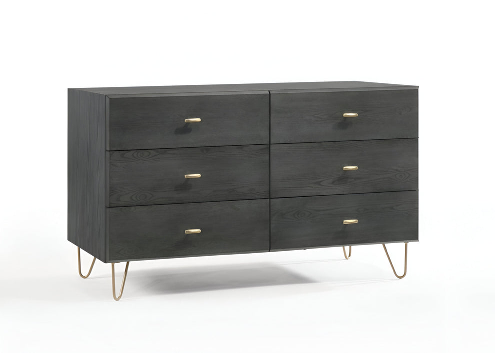 Grey Manufactured Wood Six Drawer Double Dresser By Homeroots | Dressers | Modishstore - 7