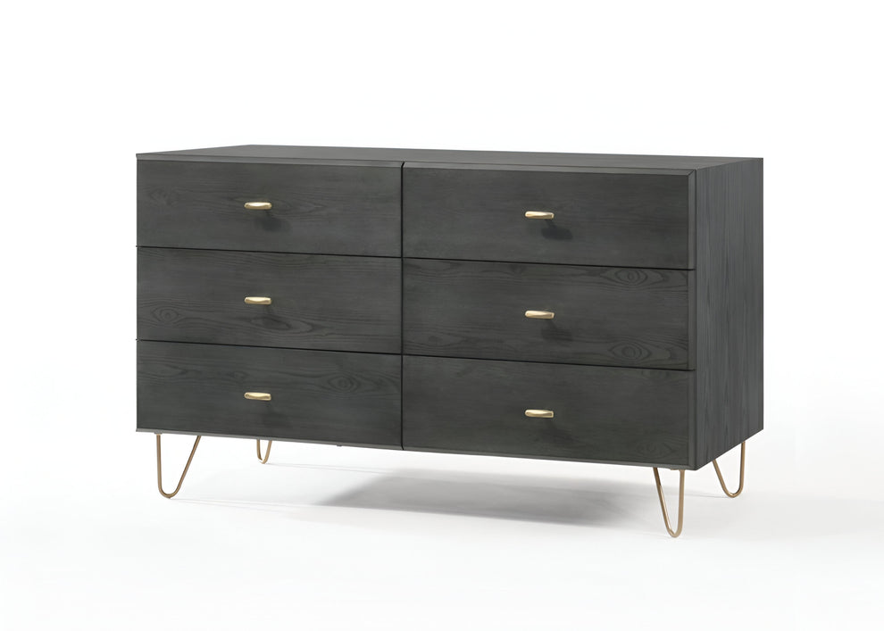 Grey Manufactured Wood Six Drawer Double Dresser By Homeroots | Dressers | Modishstore - 8