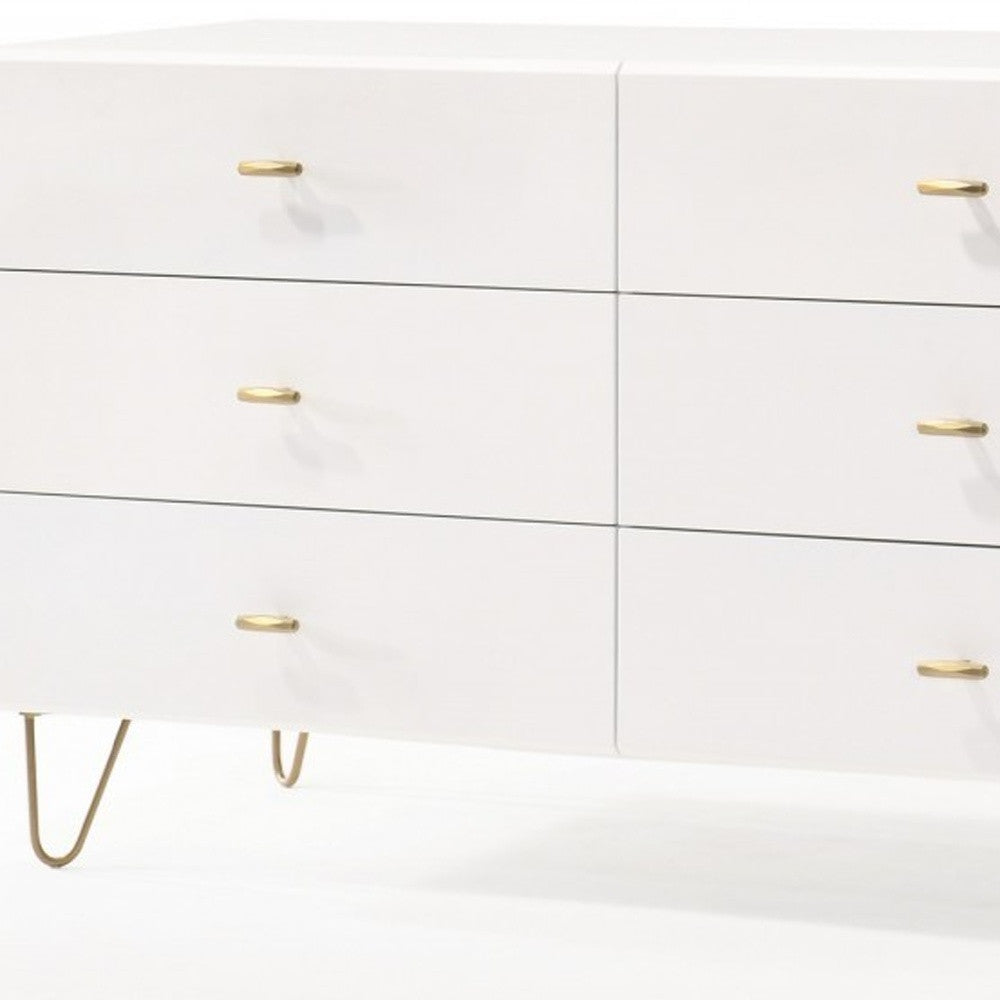 White Manufactured Wood Six Drawer Double Dresser By Homeroots | Dressers | Modishstore - 3