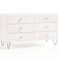 White Manufactured Wood Six Drawer Double Dresser By Homeroots | Dressers | Modishstore - 6