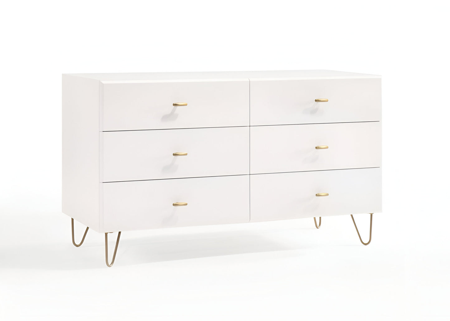 White Manufactured Wood Six Drawer Double Dresser By Homeroots | Dressers | Modishstore - 6