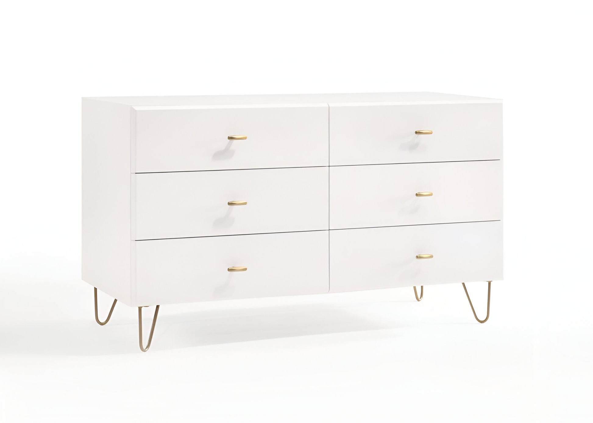 White Manufactured Wood Six Drawer Double Dresser By Homeroots | Dressers | Modishstore - 6