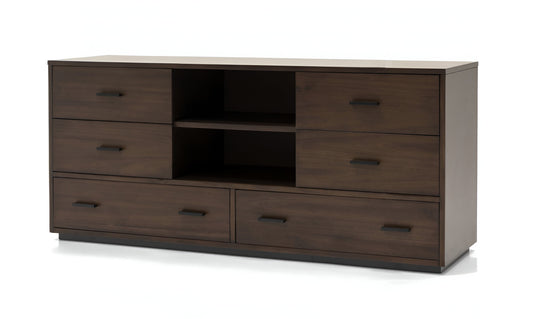 Walnut Six Drawer Double Dresser By Homeroots | Dressers | Modishstore - 1