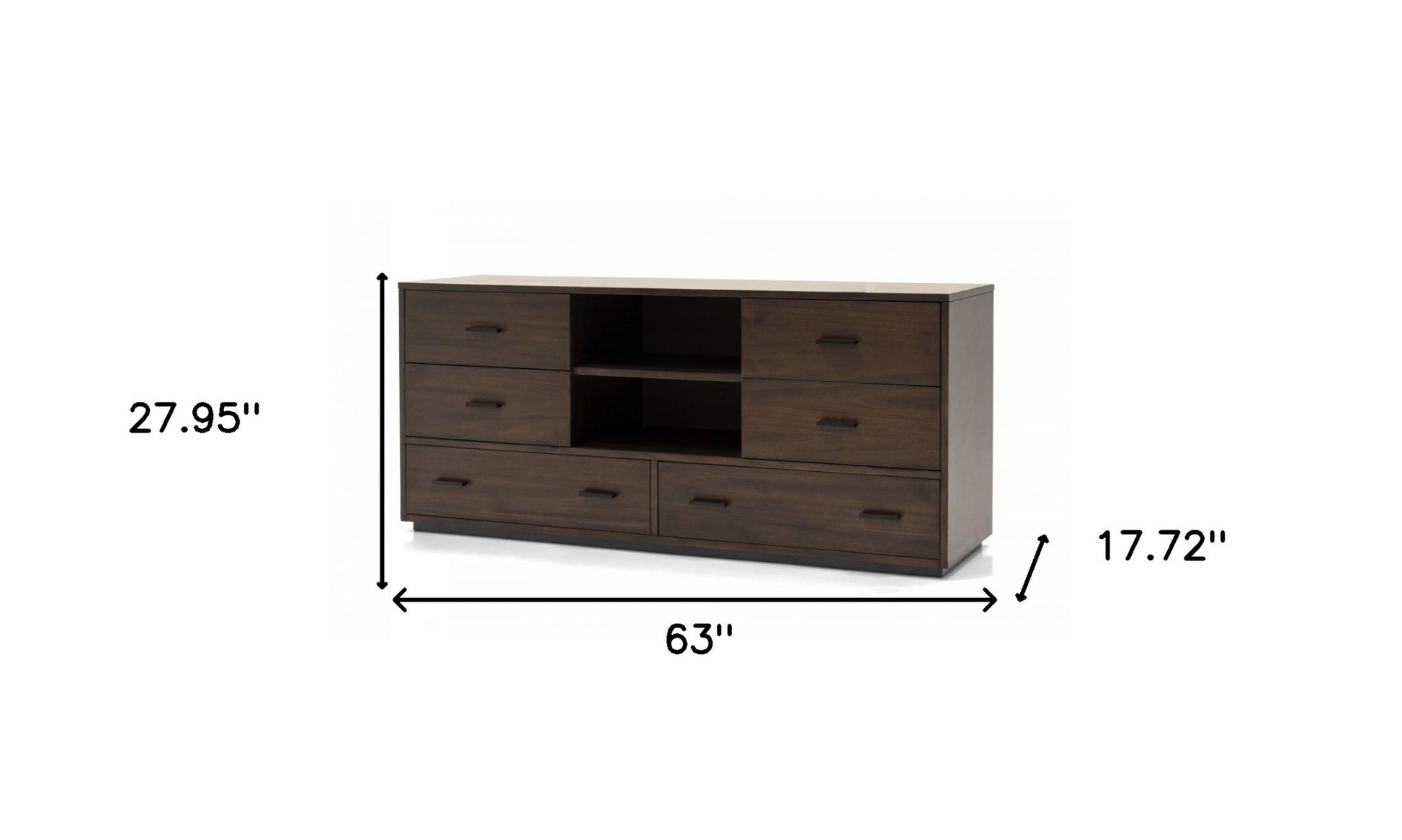 Walnut Six Drawer Double Dresser By Homeroots | Dressers | Modishstore - 6