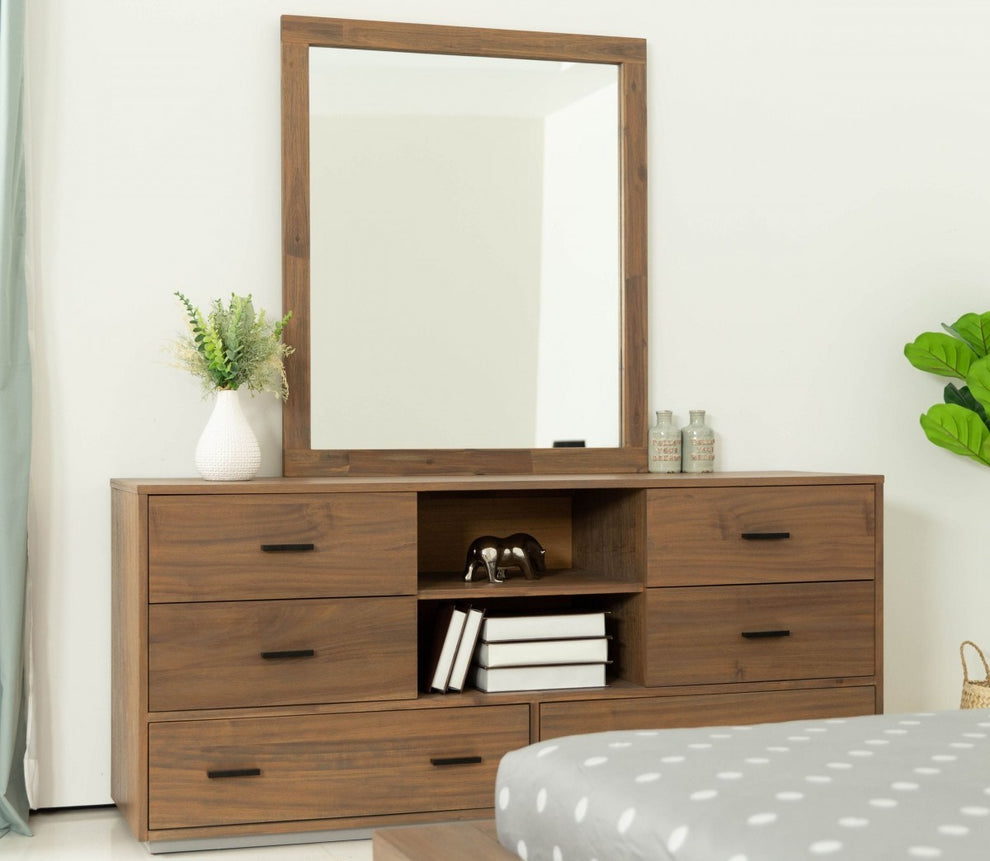 Walnut Six Drawer Combo Dresser By Homeroots | Dressers | Modishstore - 7