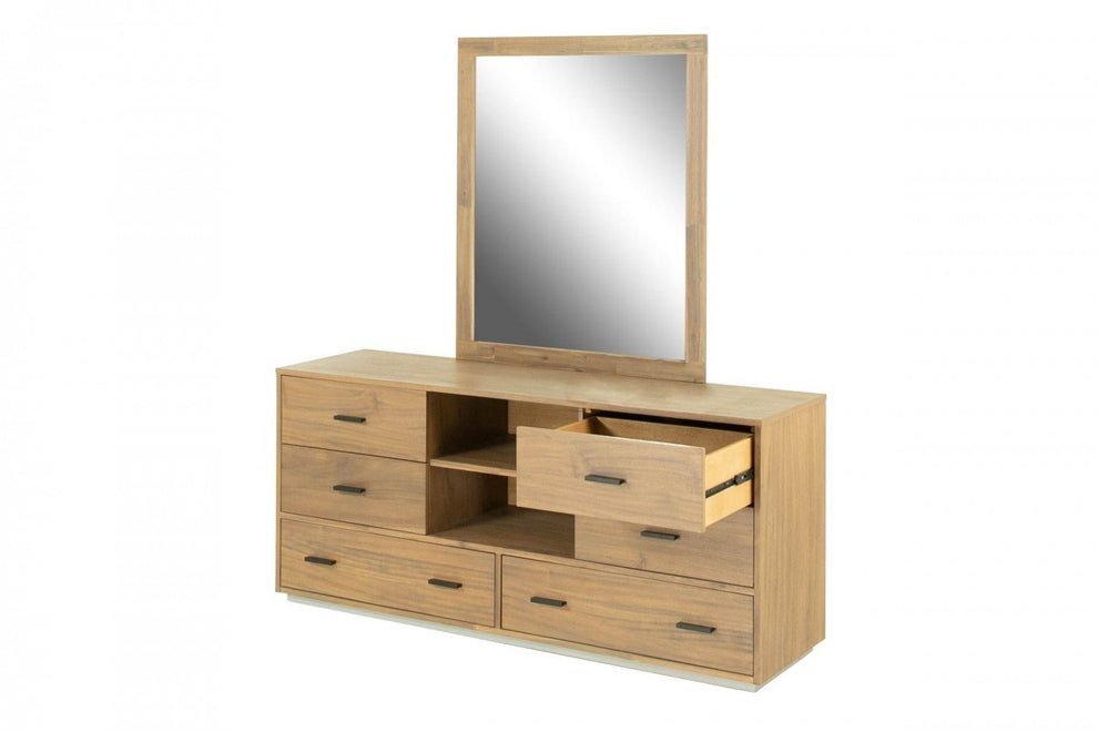 Walnut Six Drawer Combo Dresser By Homeroots | Dressers | Modishstore - 3