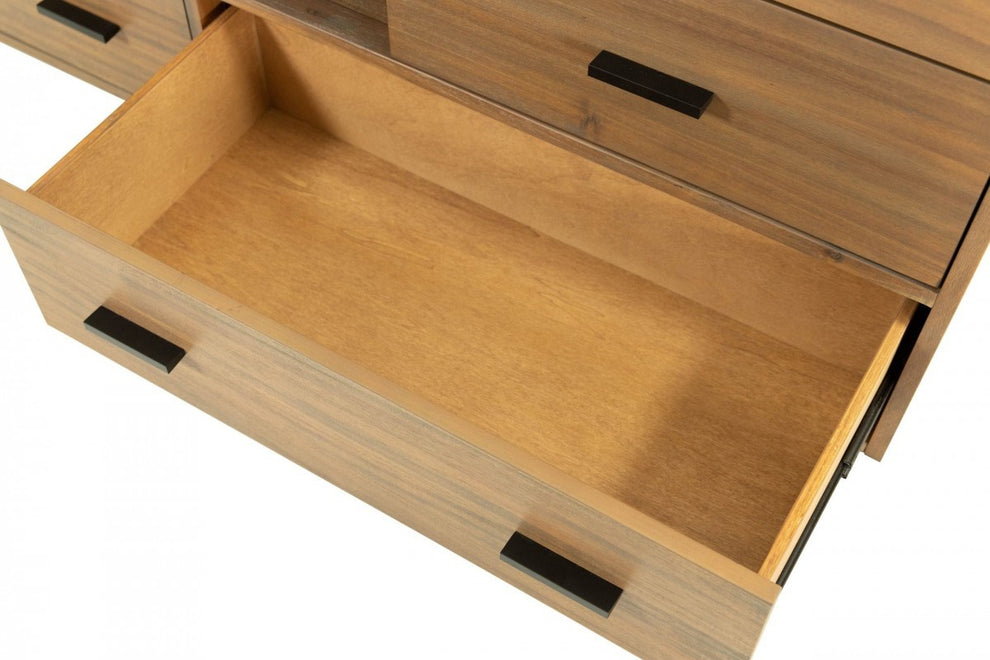 Walnut Six Drawer Combo Dresser By Homeroots | Dressers | Modishstore - 4