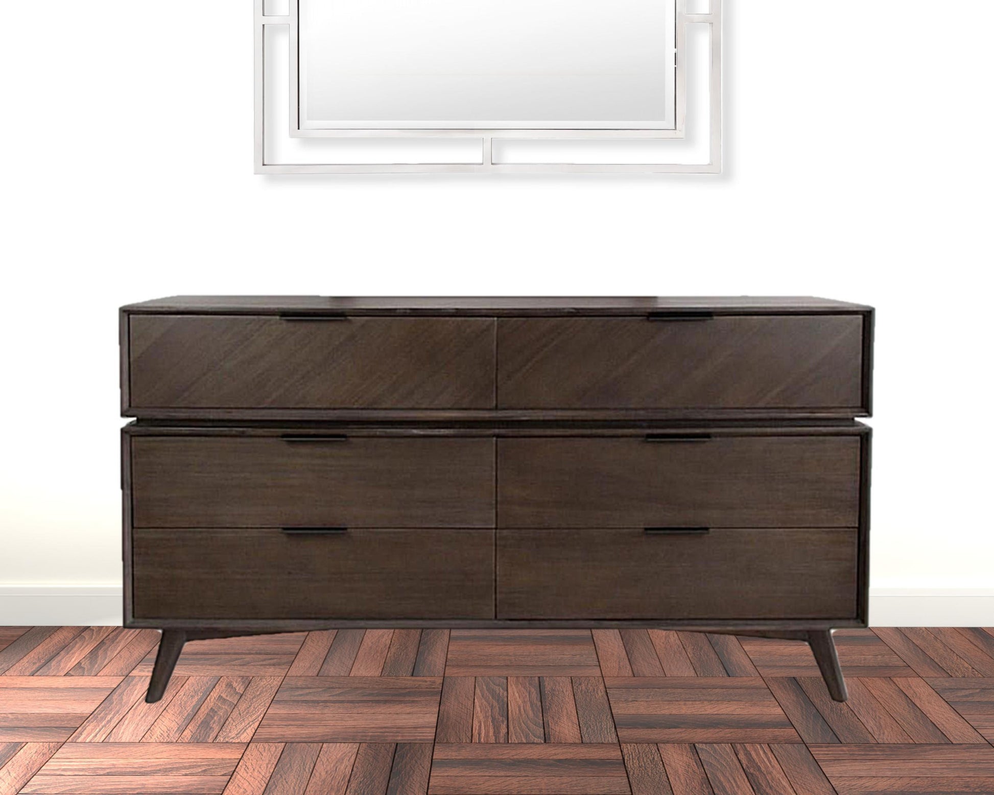 Acacia Solid Wood Six Drawer Double Dresser By Homeroots | Dressers | Modishstore - 10