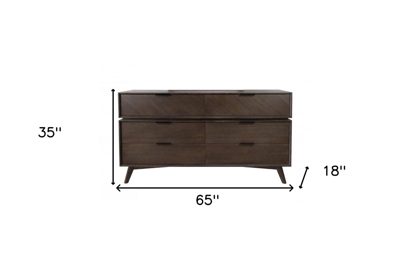 Acacia Solid Wood Six Drawer Double Dresser By Homeroots | Dressers | Modishstore - 7