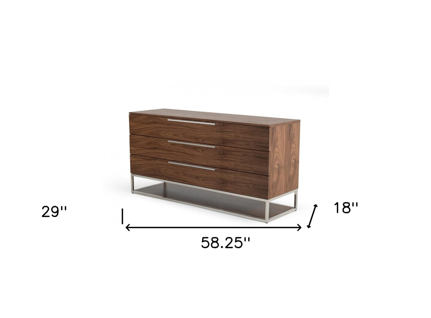Walnut Manufactured Wood Three Drawer Dresser By Homeroots | Dressers | Modishstore - 6