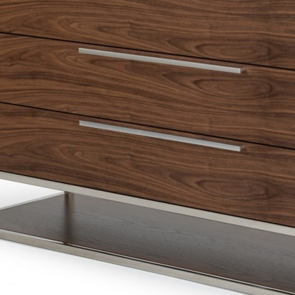 Walnut Manufactured Wood Three Drawer Dresser By Homeroots | Dressers | Modishstore - 3