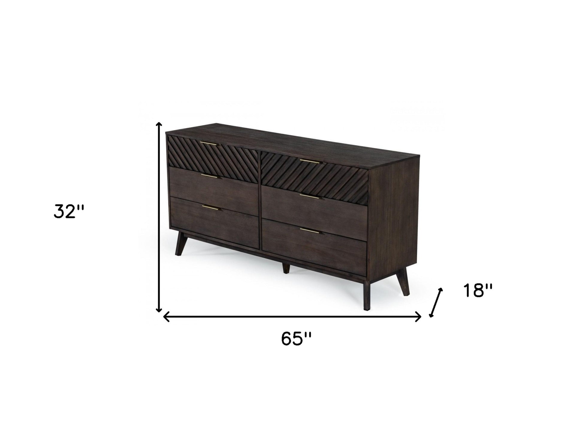 Dark Brown Solid Wood Six Drawer Double Dresser By Homeroots | Dressers | Modishstore - 5