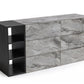 Grey Faux Marble and Black Wood Six Drawer Double Dresser By Homeroots | Dressers | Modishstore - 2