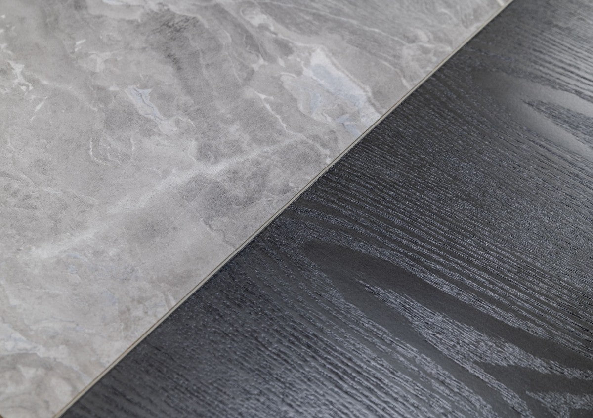 Grey Faux Marble and Black Wood Six Drawer Double Dresser By Homeroots | Dressers | Modishstore - 6