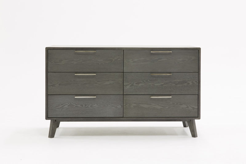 Grey Wash Solid Wood Six Drawer Double Dresser By Homeroots | Dressers | Modishstore - 1