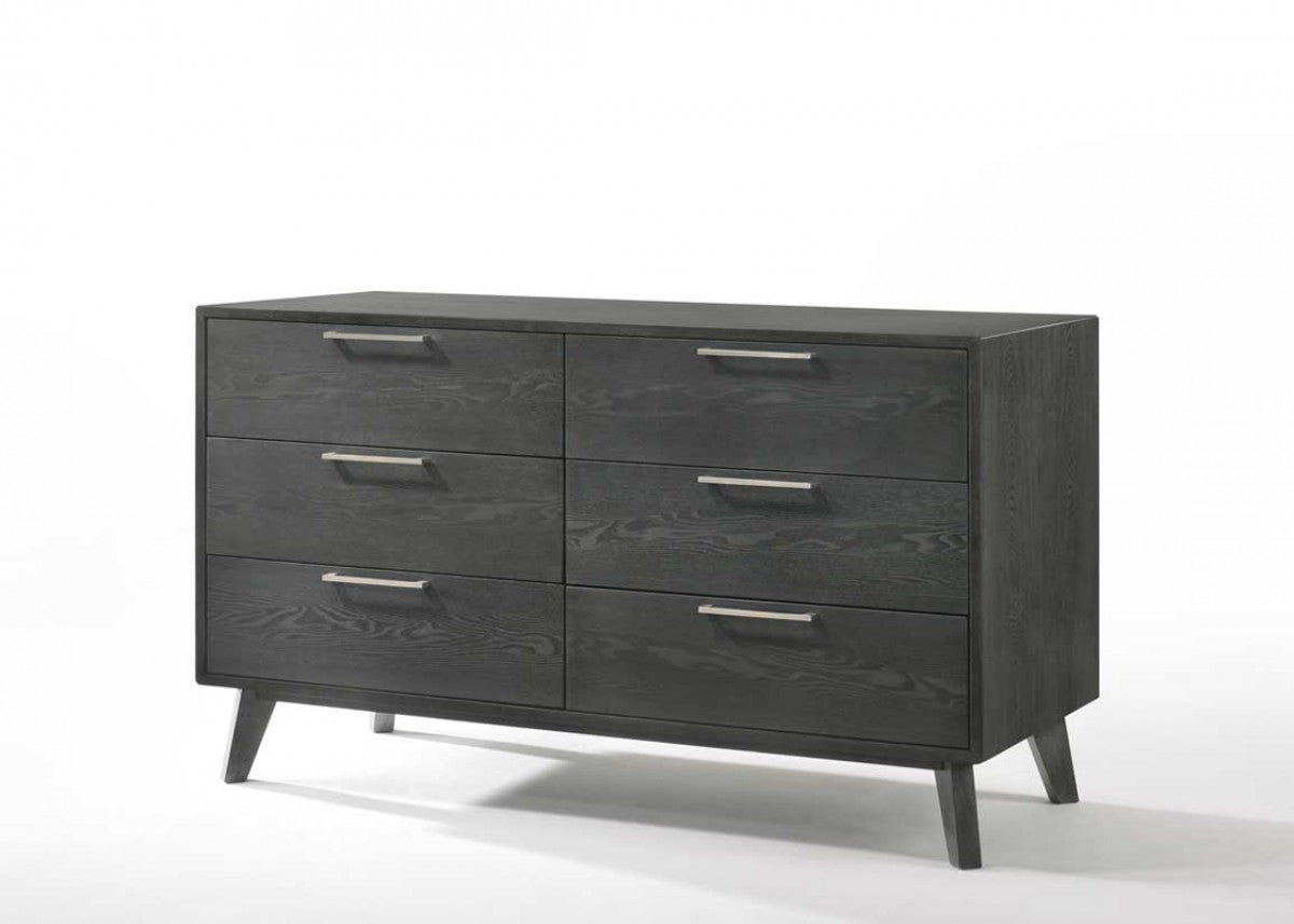 Grey Wash Solid Wood Six Drawer Double Dresser By Homeroots | Dressers | Modishstore - 2